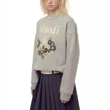 MARDI MERCREDI FW25 SWEATSHIRT FLOWERMARDI JARDIN_GREY IVORY