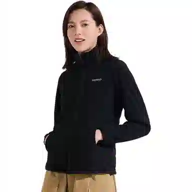 探路者  休闲舒适字母三合一  防风耐磨保暖防静电冲锋衣 女款 黑色