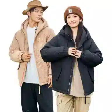 鸭鸭 冬季时尚百搭纯色保暖舒适休闲连帽羽绒服 男女同款