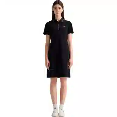 比音勒芬 字母翻领中长款短袖连衣裙 女款 黑色