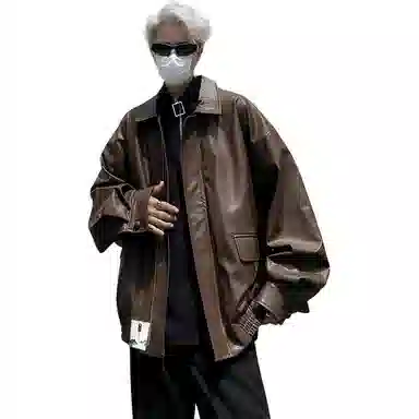 【日系cityboy都市工装风机车翻领外套】布客行 酷飒不羁狂野硬朗摇滚叛逆霸气有型纯色垂感慵懒学院范拉链通勤休闲夹克 男女同款