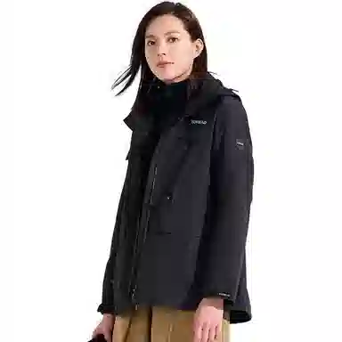 探路者  休闲舒适字母三合一  防风耐磨保暖防静电冲锋衣 女款 黑色