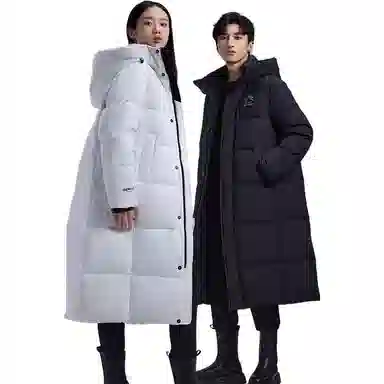 鸭鸭 简约通勤连帽时尚直筒时尚加厚纯色羽绒服 男女同款