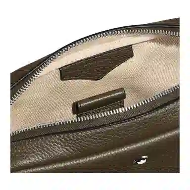 Montblanc Grain Leather Shoulder Bag Khaki Green