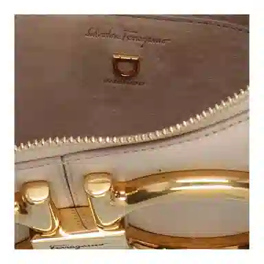 Ferragamo Vintage Large Metal Trim Leather Tote Bag Beige