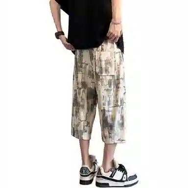 沐诚阳译 扎染印花宽松潮牌痞帅直筒休闲短裤 男女同款