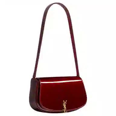 Saint Laurent Cassandre Mini Moon Bag Glossy Burgundy