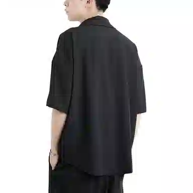 帝狼牛 夏季薄款垂感高级感休闲百搭纯色短袖与外套衬衫 男款