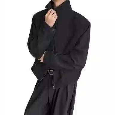 布客行 韩系复古垫肩短款翻领西装 日常通勤百搭氛围感夹克外套 男女同款