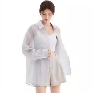 米子旗 条纹天丝微透防晒长袖衬衫 女款