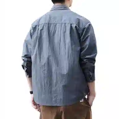 格蓝鹿 春季 街头做旧水洗防嗮基础简约长袖高端美式英伦风复古户外运动跑步休闲工装衬衫 男女同款