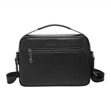 老人头 时尚休闲高级感通勤百搭 头层牛皮 单肩手提包 男款 黑色