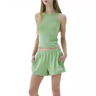 MARDI MERCREDI SS25 BASIC TANK DOUBLE LABEL_YELLOWGREEN