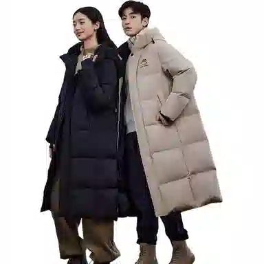 鸭鸭 简约通勤连帽时尚直筒时尚加厚纯色羽绒服 男女同款