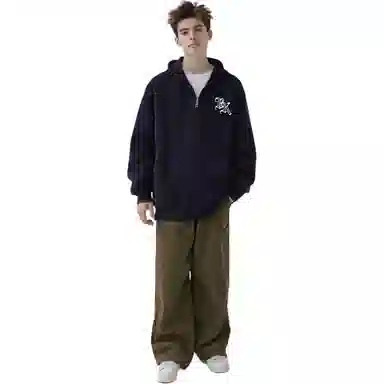 大卫贝肯 运动百搭休闲字母印花小众设计感舒适通勤柔软开衫套头连帽卫衣 男女同款