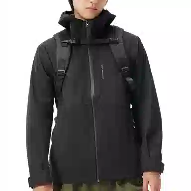 探路者  纯色连帽拉链户外  防风耐磨保暖冲锋衣 男款 黑色