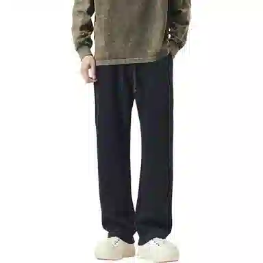 希越 重磅复古百搭弯刀运动休闲裤 男款 黑色