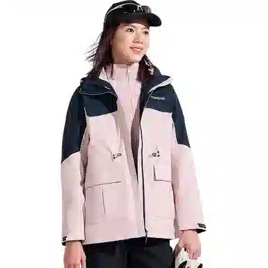 探路者  休闲舒适字母三合一  防风耐磨保暖防静电冲锋衣 女款 陶瓷粉蓝色