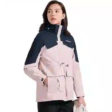 探路者  休闲舒适字母三合一  防风耐磨保暖防静电冲锋衣 女款 陶瓷粉蓝色