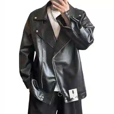 【痞帅休闲风斜拉链机车皮衣】布客行 狂野硬朗不羁摇滚叛逆霸气硬汉宽松软工装美拉德色系个性做旧廓形百搭外套夹克 男女同款