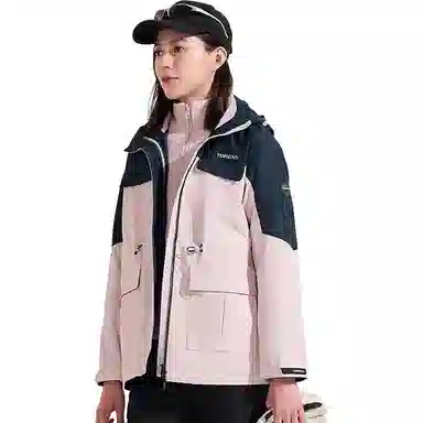 探路者  休闲舒适字母三合一  防风耐磨保暖防静电冲锋衣 女款 陶瓷粉蓝色