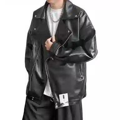 【痞帅休闲风斜拉链机车皮衣】布客行 狂野硬朗不羁摇滚叛逆霸气硬汉宽松软工装美拉德色系个性做旧廓形百搭外套夹克 男女同款