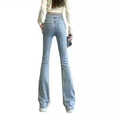 惟熙 喇叭高腰微喇裤牛仔裤 女款 浅蓝色