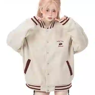 沐诚阳译  美式宽松拼接情侣外套女春秋款设计感小众飞行员夹克棒球服 男女同款