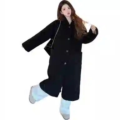 邓大喵 皮毛一体仿翻领羊羔毛外套女冬加厚毛毛中长款保暖大衣皮草 女款