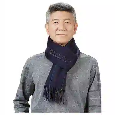 恒源祥 横条保暖 山羊绒 绒线围巾 男款