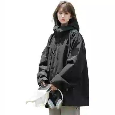 虫小绿 美式潮流山系机能风户外工装防风登山服拉链长袖连帽外套日常通勤百搭夹克 男女同款