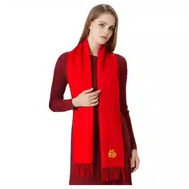 恒源祥 刺绣 羊毛 绒线围巾 女款