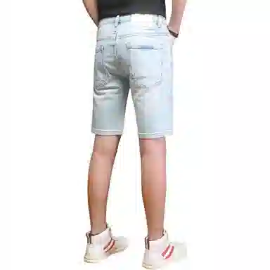 吉肯蒂 个性破洞潮流痞帅五分裤牛仔短裤 男款