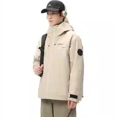 探路者  户外运动舒适三合一  防水防风耐磨保暖冲锋衣 男款 浅驼