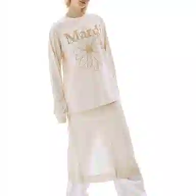MARDI MERCREDI TSHIRT LONG SLEEVE FLOWERMARDI_BUTTER PEANUT FW25T
