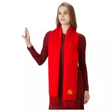 恒源祥 刺绣 羊毛 绒线围巾 女款