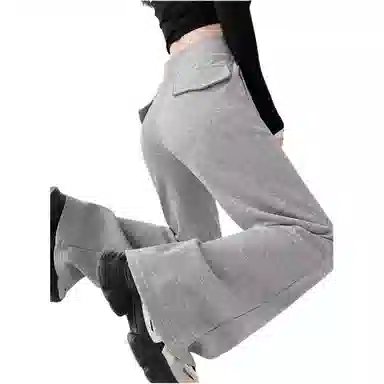 沐晓欣 糖果色腰微喇辣妹显瘦百搭拖地裤休闲裤 女款