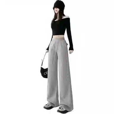 沐晓欣 糖果色腰微喇辣妹显瘦百搭拖地裤休闲裤 女款