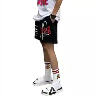 美式高街复古字母刺绣休闲运动宽松百搭篮球裤 男女同款