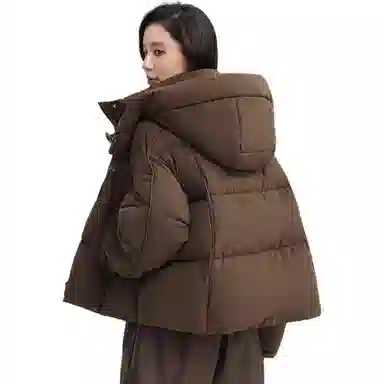 鸭鸭 经典百搭秋冬休闲时尚简约防风保暖连帽小个子短款羽绒服 女款