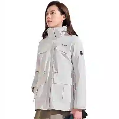 探路者  休闲舒适字母三合一  防风耐磨防静电保暖冲锋衣 女款 高级灰