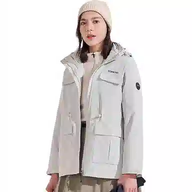 探路者  休闲舒适字母三合一  防风耐磨防静电保暖冲锋衣 女款 高级灰