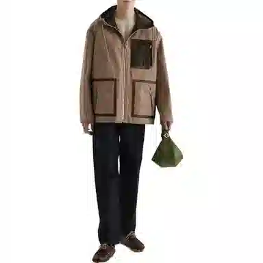 Fendi FW24 Logo Jacquard Hoodie Parka Beige