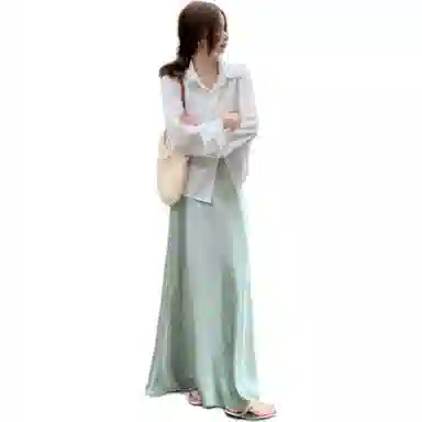 水中花 法式气质百搭纯色高腰鱼尾休闲长裙 女款