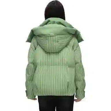 鸭鸭 撞色连帽条纹羽绒服 女款