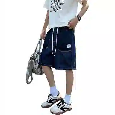 太子龍 大口袋潮牌夏季薄款五分裤牛仔短裤 男款