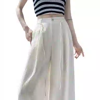 黛尔佳人 纯色时尚薄款阔腿休闲裤 女款