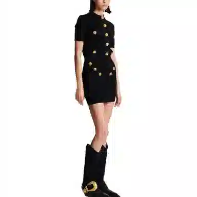 BALMAIN 6-Button Knit Skirt