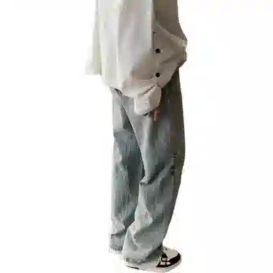 悍戈 美式复古高街风多元素融合舒适休闲裤牛仔裤 男女同款