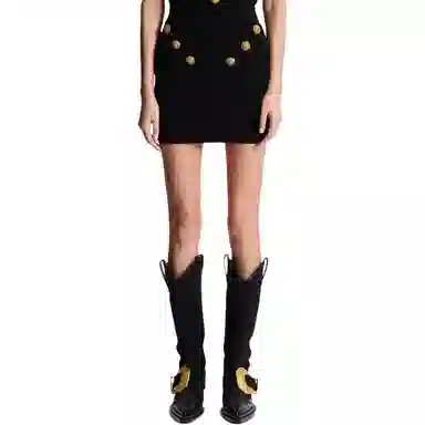 BALMAIN 6-Button Knit Skirt